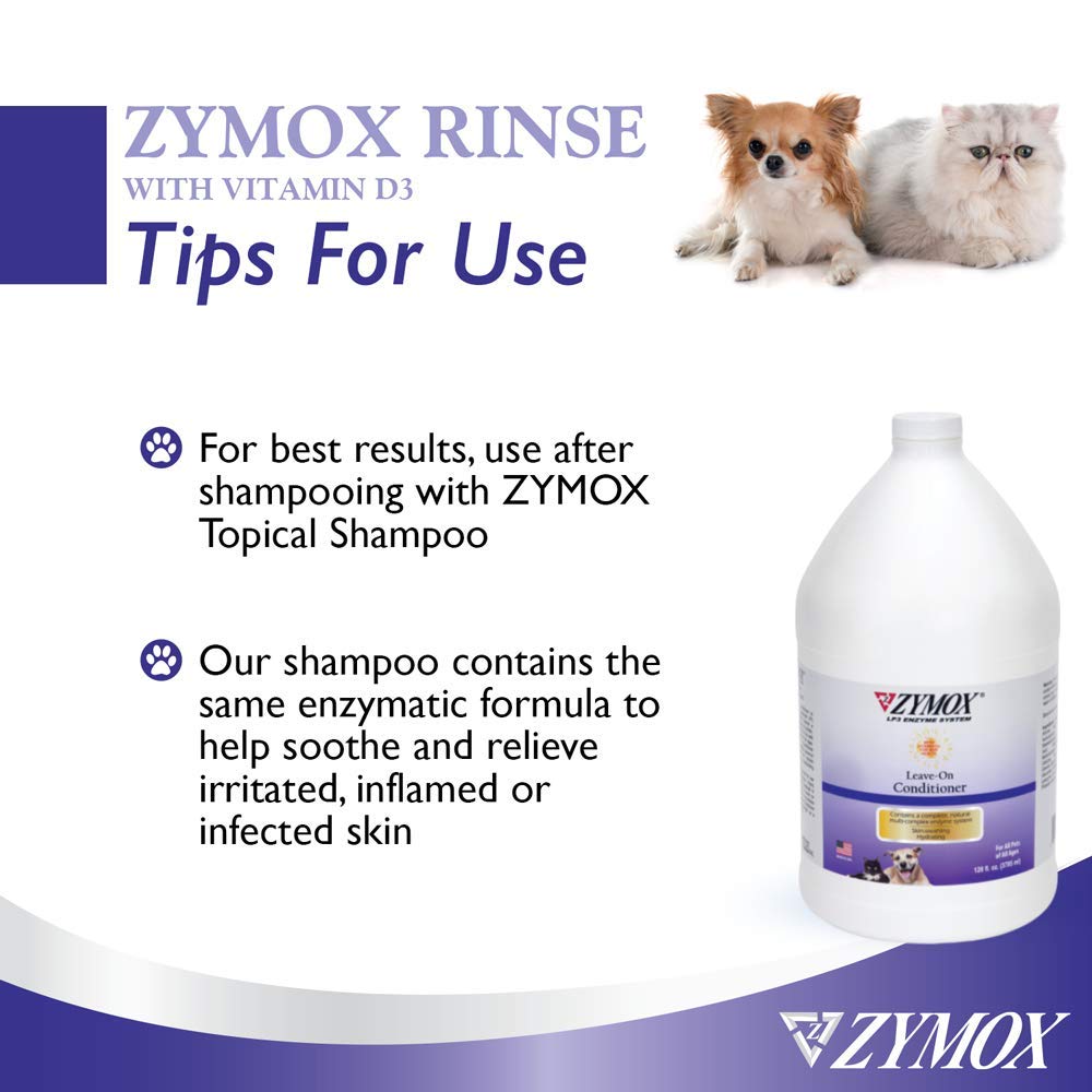 ZYMOX Leave-in Conditioner with Vitamin D3 for Cats & Dogs, 1gal Zymox uk supplements