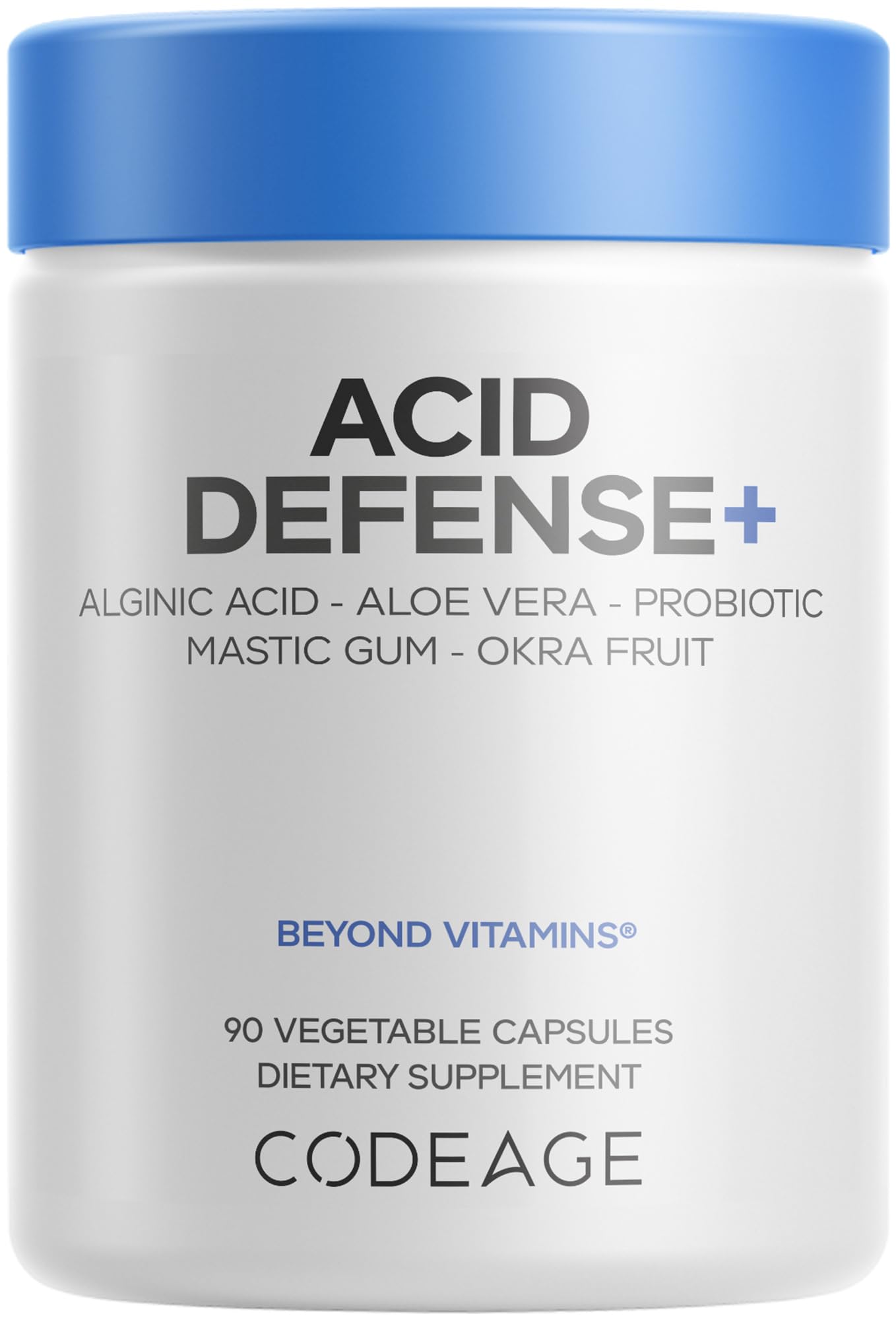 Codeage Acid Defense+ Supplement - Marshmallow Root, DGL Licorice, Aloe Vera, Probiotics, Alginic Acid, Zinc-L-Carnosine, Mastic Gum, Okra Fruit - Digestion Support - Non-GMO - 90 Capsules Codeage uk supplements