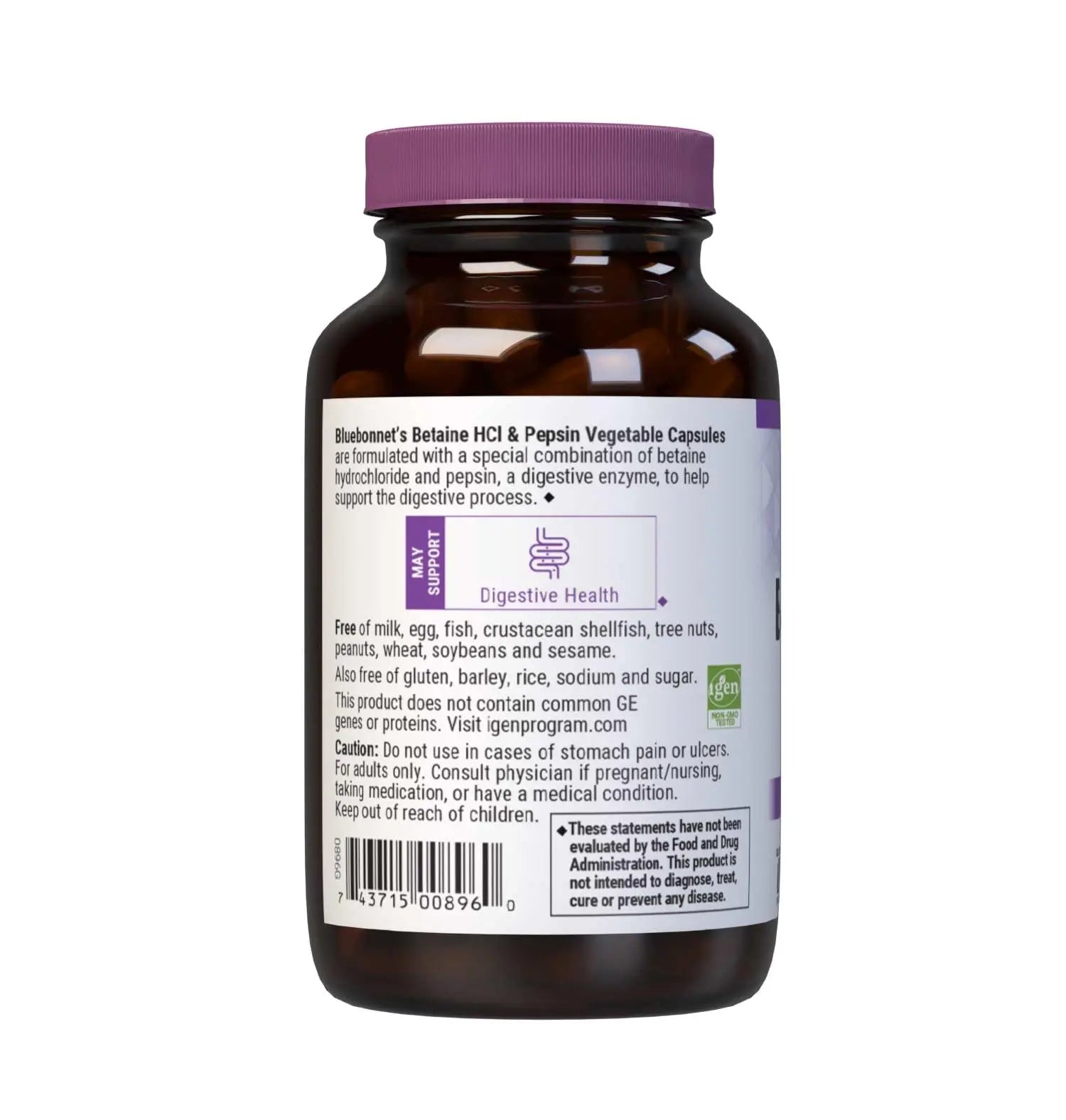 BlueBonnet Betaine HCI Plus Pepsin Vegetarian Capsules, 90 Count BlueBonnet uk supplements