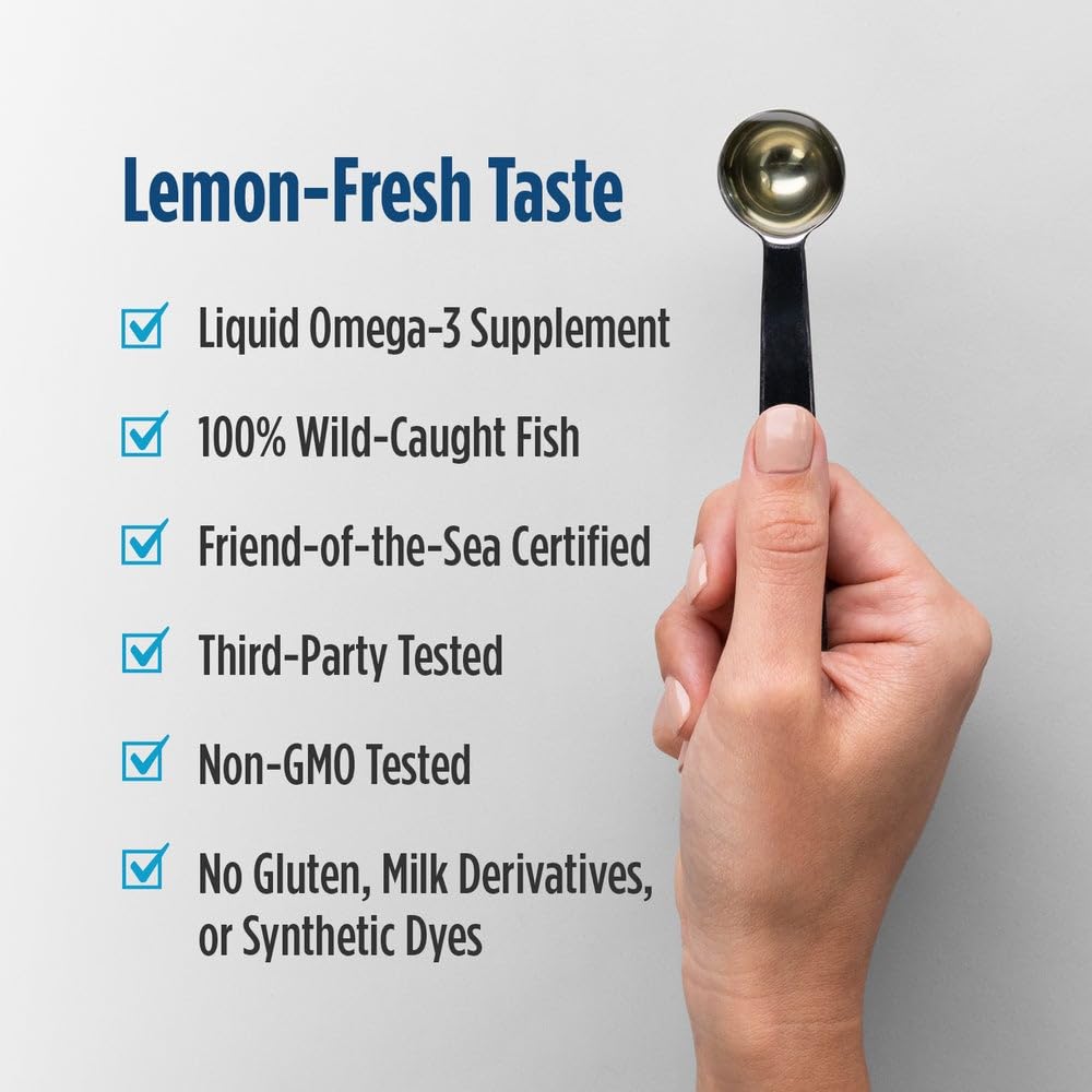 Nordic Naturals Ultimate Omega Xtra Liquid, Lemon Flavor - 8 oz - 3400 mg Omega-3 + 1000 IU Vitamin D3 - EPA & DHA - Brain, Heart, Joint, & Immune Health - Non-GMO - 48 Servings Nordic Naturals uk supplements