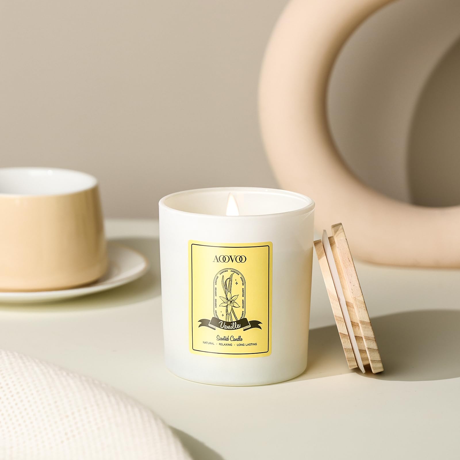 Vanilla Soy Candles Gift for Women - Aromatherapy Candle with Crystals Inside, 10oz Natural Soy Wax Candles AOOVOO uk supplements