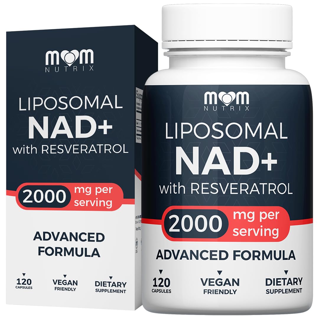 MOM NUTRIX Liposomal NAD Supplement with Resveratrol - High Purity NAD Plus 2000 mg, 120 Capsules, Made in The USA - NMN Alternative MOM NUTRIX uk supplements