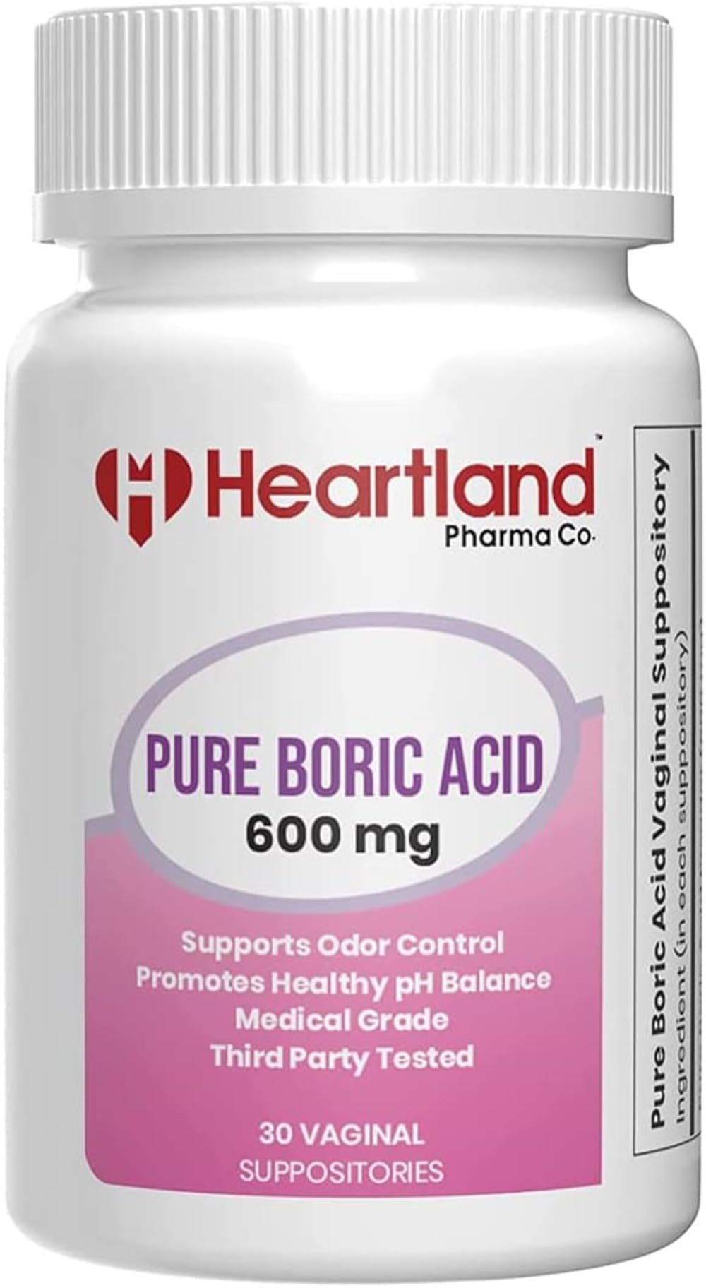 Heartland Pharma Boric Acid Vaginal Suppositories - Feminine Care - 100% Pure Boric Acid - (30 ct)(2 Pack) Heartland Pharma uk supplements