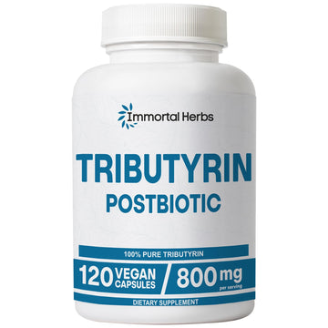 Immortal Herbs Tributyrin Supplement 800mg, Advanced Butyrate Form, 55% Standardized, More Effective Delivery Than Sodium Butyrate, 120 Capsules, Non-GMO & Gluten Free Postbiotic Supplement Immortal Herbs uk supplements