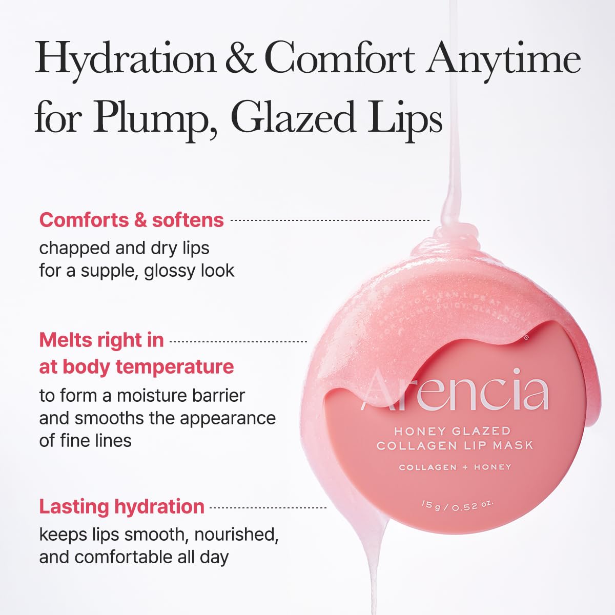 Arencia Honey Glazed Collagen Lip Mask, Overnight Lip Treatment with Collagen and Honey, 0.52 oz ARENCIA uk supplements
