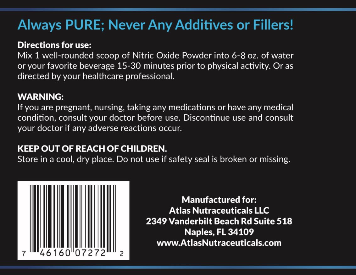Atlas Nutraceuticals-Nitric Oxide Pump Powder-Non Stimulant Pre Workout 30 Servings Atlas Nutraceuticals uk supplements