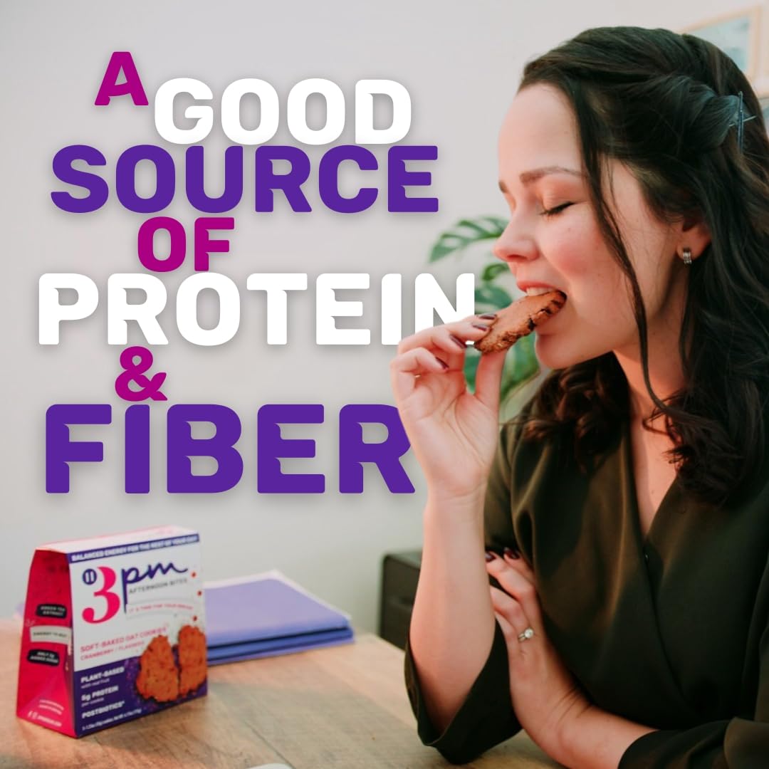 3PM Afternoon Bites Cranberry Flaxseed Cookies with Postbiotics, 5g of Protein, 15 Cookies 3PM AFTERNOON BITES uk supplements