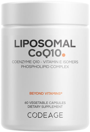 Codeage Liposomal CoQ10 Supplement - 125 mg Coenzyme Q10 with Vitamin E Isomers Tocopherols - 2-Month Supply - 1 Capsule Per Serving - Liposomal Delivery - Vegan, Non-GMO, Gluten-Free - 60 Capsules Codeage uk supplements