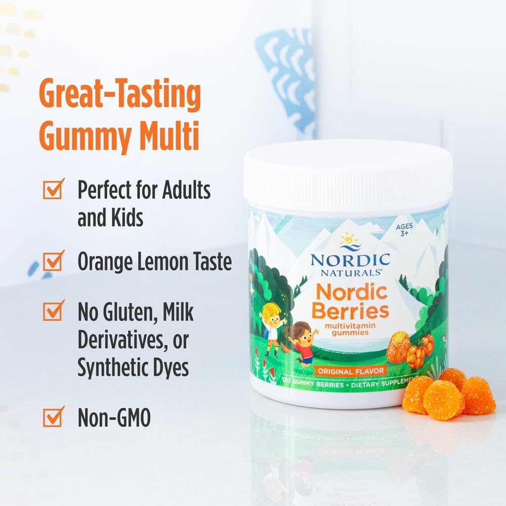 Nordic Naturals Nordic Berries, Citrus - 120 Gummy Berries - Great-Tasting Multivitamin for Ages 2+ - Growth, Development, Optimal Wellness - Non-GMO, Vegetarian - 30 Servings Nordic Naturals uk supplements
