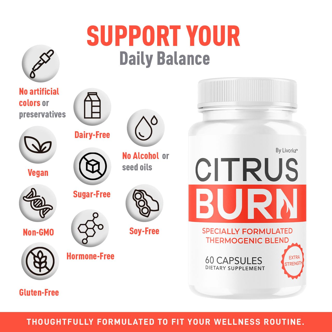 Citrus Burn Capsules - Official CitrusBurn Pills Supplement Support All Natural Ingredients Advanced Formula Premium Multivitamin for Overall Health & Wellness, 60 Capsules for 1 Month LIVORKA uk supplements