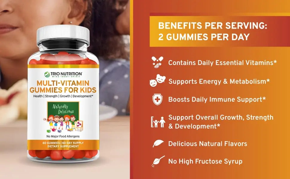 TRIO NUTRITION Premium Kids Multivitamin Gummies with Vitamin C & Zinc for Immune & Energy Support | TRIO NUTRITION uk supplements
