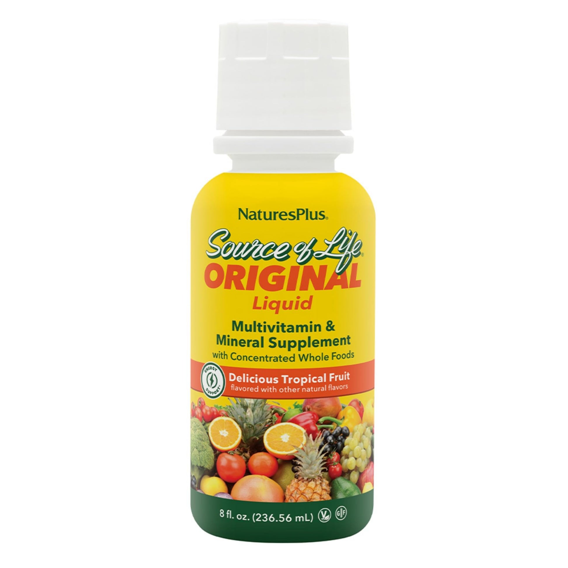 NaturesPlus Source of Life Liquid, Tropical Fruit - 8 fl oz - Multivitamin & Mineral Supplement - Gluten Free, Vegetarian - 8 Servings NaturesPlus uk supplements