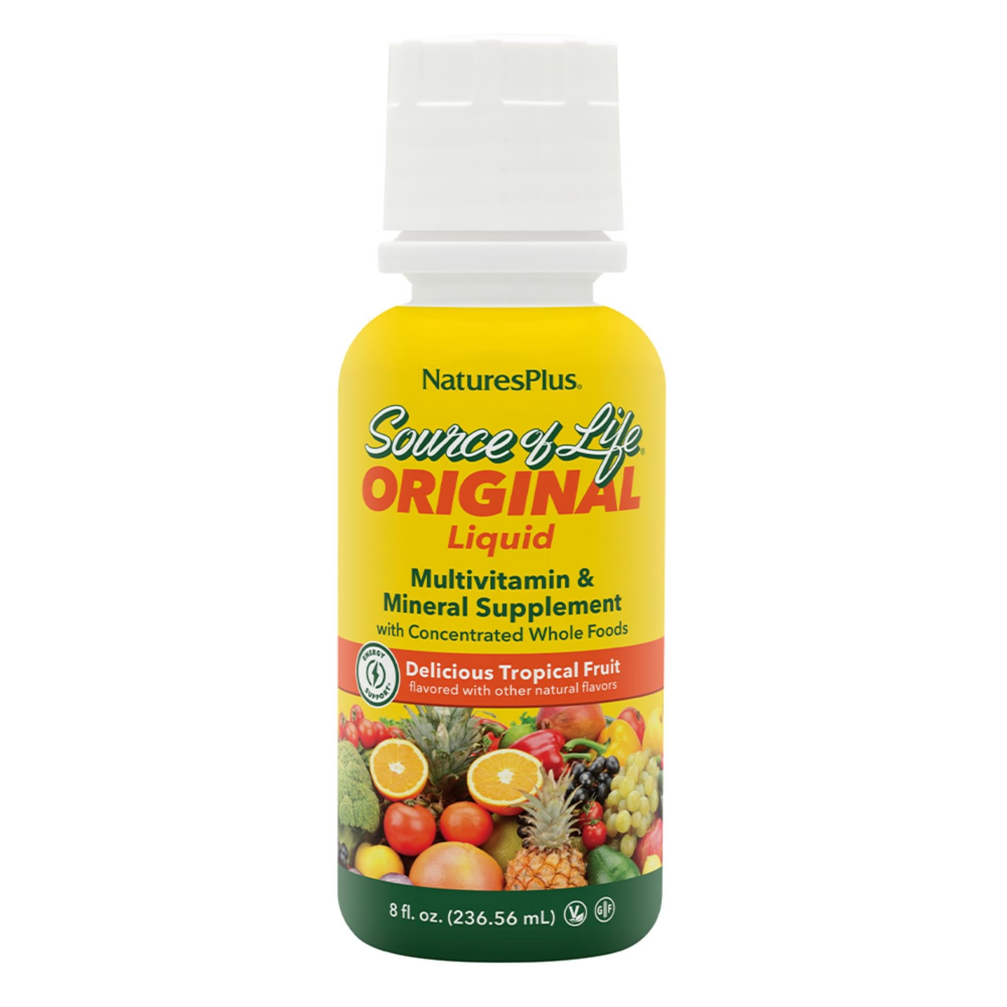 NaturesPlus Source of Life Liquid, Tropical Fruit - 8 fl oz - Multivitamin & Mineral Supplement - Gluten Free, Vegetarian - 8 Servings NaturesPlus uk supplements