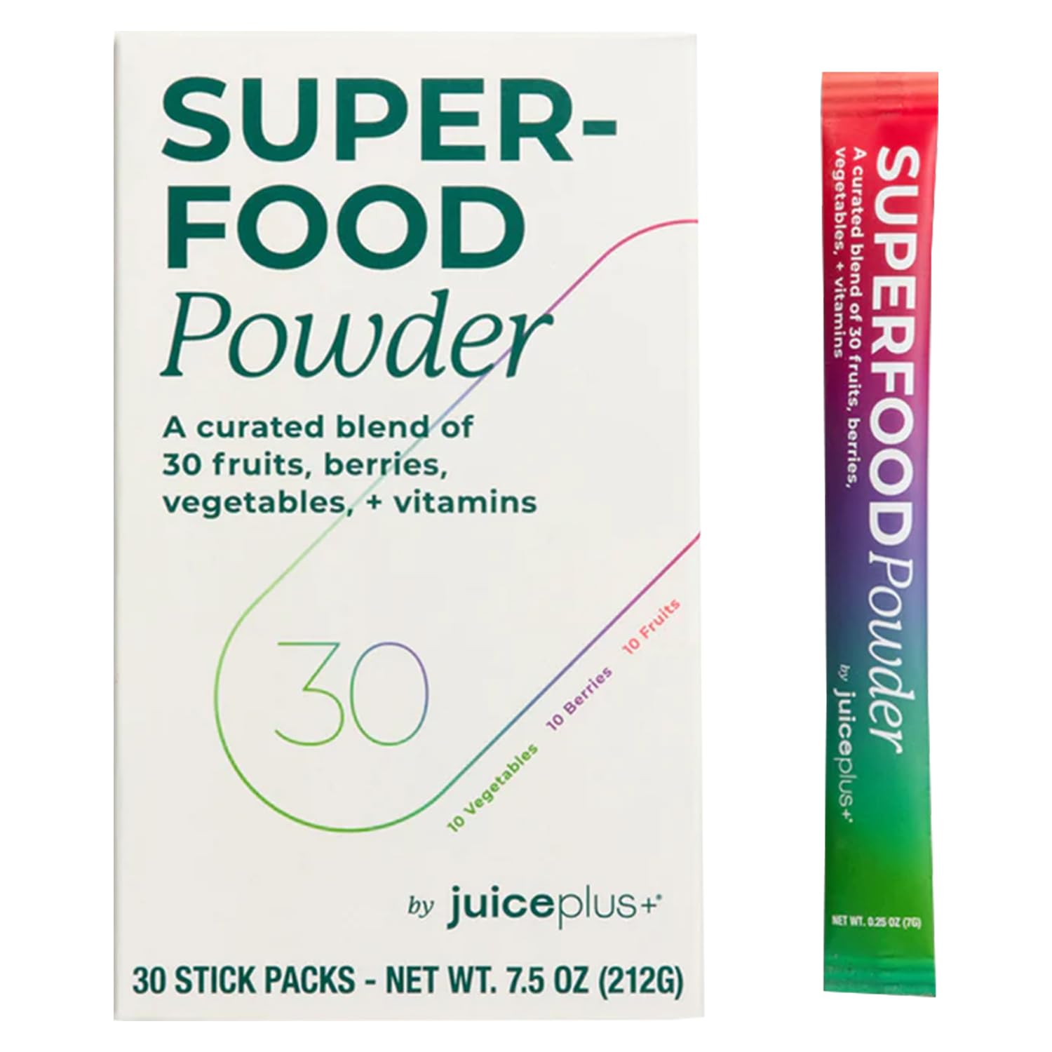 Juice Plus+ - Superfood Powder - Drink with 30 Fruits Berries Veggies Plant Vitamins for Refreshing Immune Wellness Boost - 30 Stick Packs Juice Plus+ uk supplements
