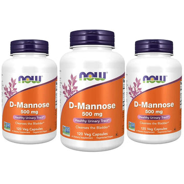 NOW Foods Supplements, D-Mannose 500 mg, Non-GMO Project Verified, Healthy Urinary Tract*, 120 Veg Capsules (Pack of 3) NOW Foods uk supplements