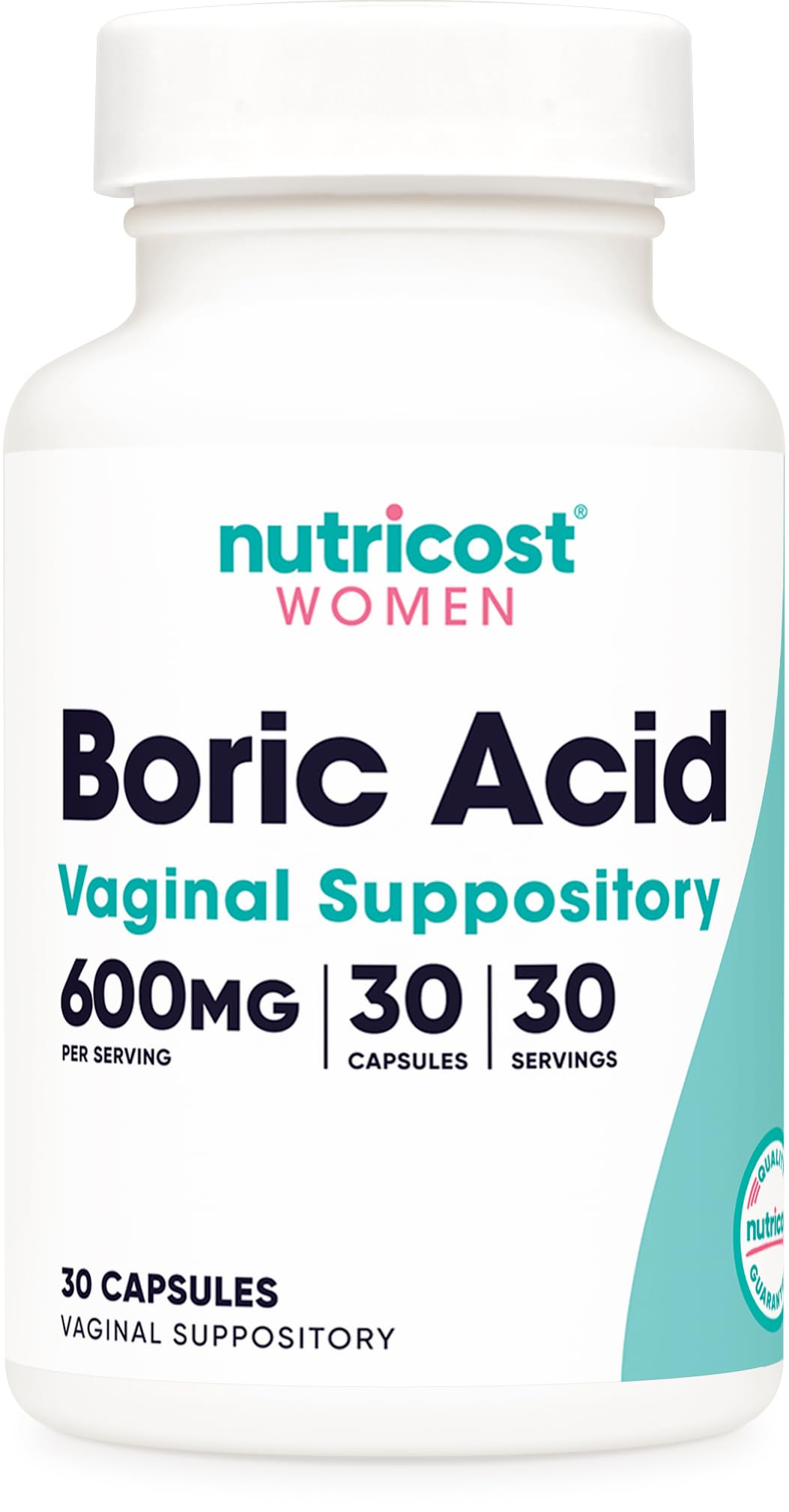 Nutricost Boric Acid 600mg, 30 Capsules - Vaginal Suppository - Non-GMO - for Women Nutricost uk supplements