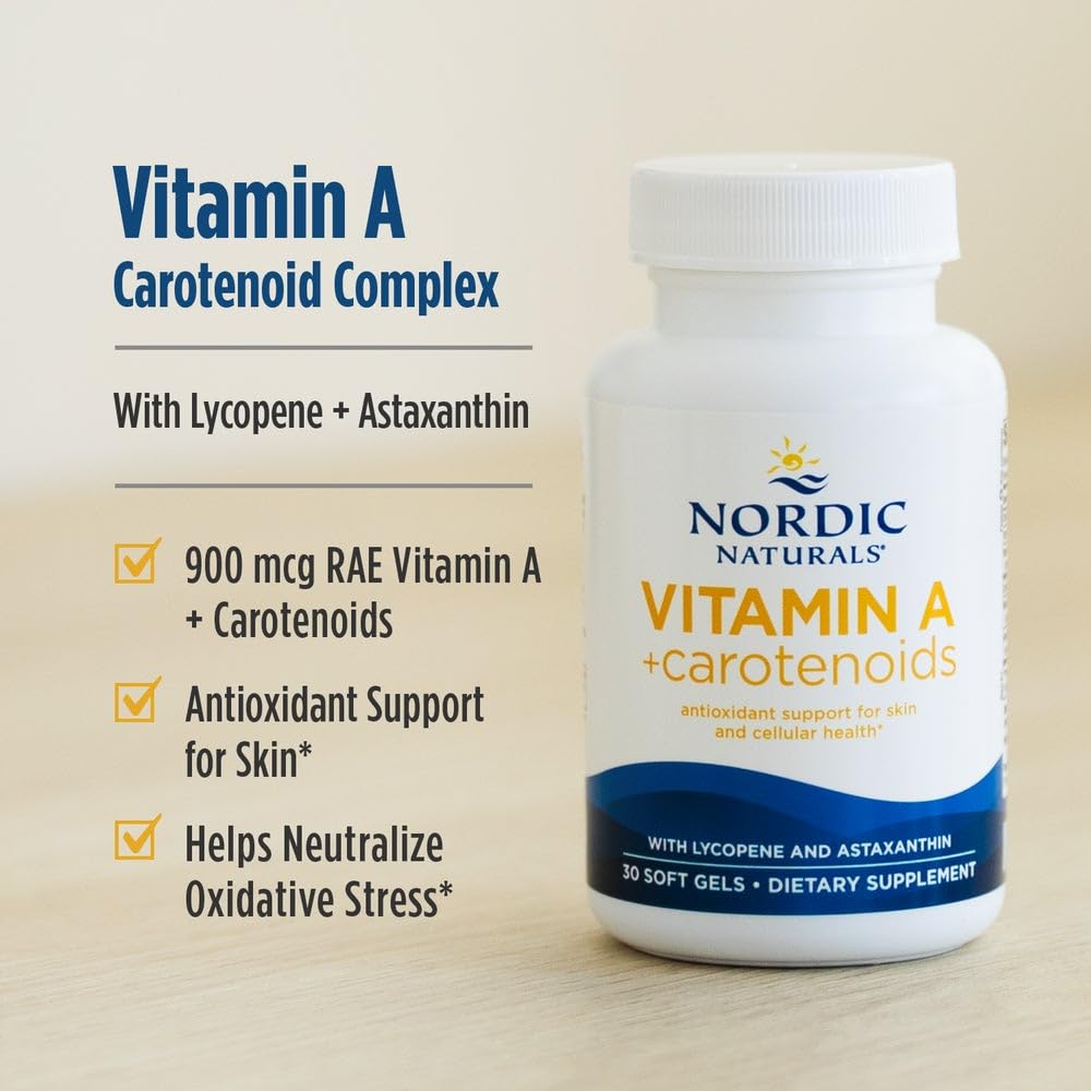 Nordic Naturals Vitamin A + Carotenoids, Unflavored - 30 Soft Gels - Lycopene & Astaxanthin - Supports Skin, Cellular Health - Non-GMO - 30 Servings Nordic Naturals uk supplements