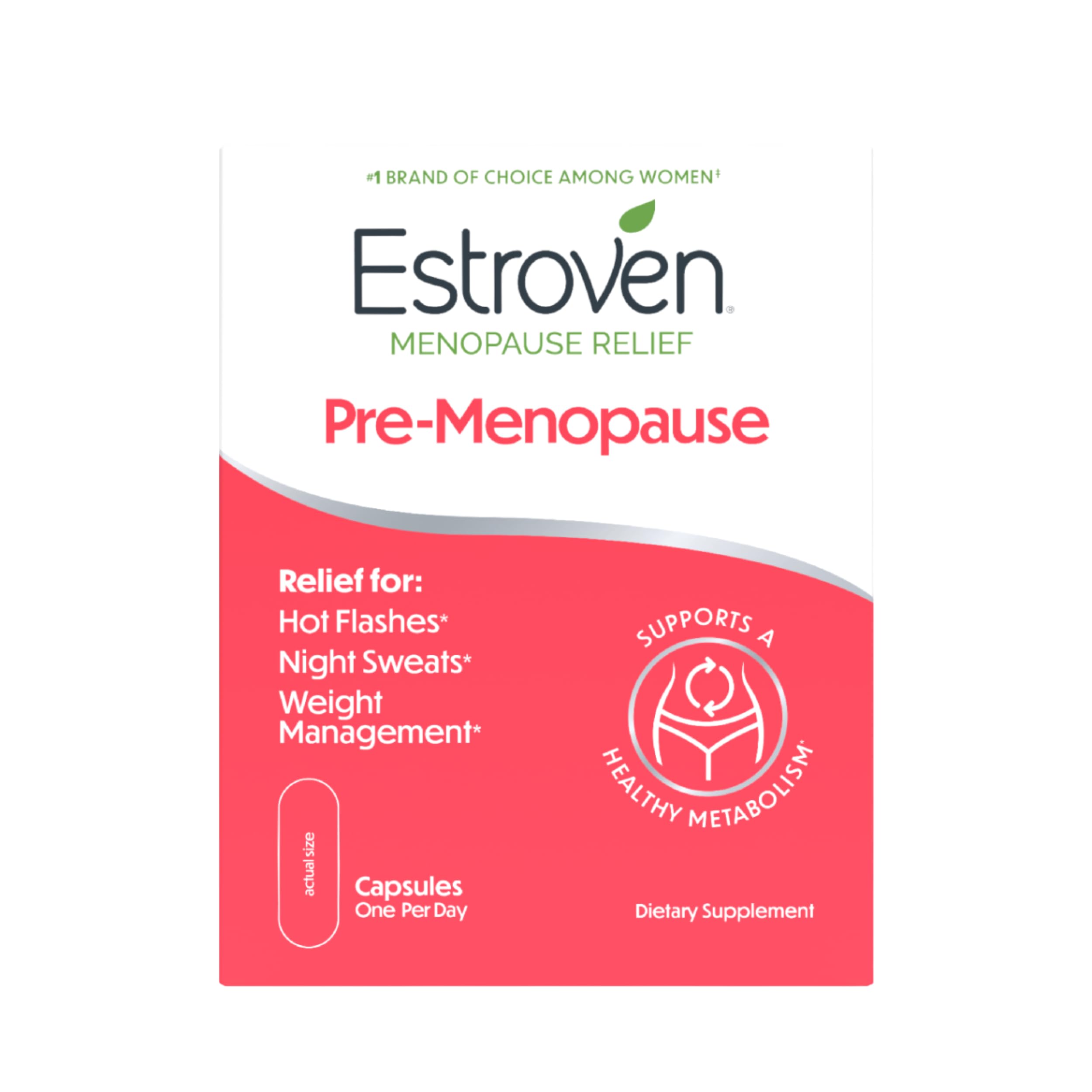 Estroven Pre-Menopause Relief, 30 Ct., Clinically Proven Ingredients, Provides Menopause Relief plus Night Sweats & Hot Flash Relief, Drug-Free or Estrogen Free Estroven uk supplements