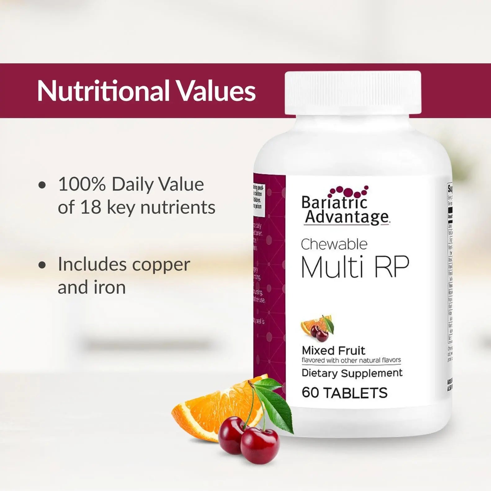 Bariatric Advantage Chewable Multi RP Multivitamin - for Bariatric Surgery Patients - with Iron, Copper, Vitamin C, A, Zinc & More Bariatric Advantage uk supplements