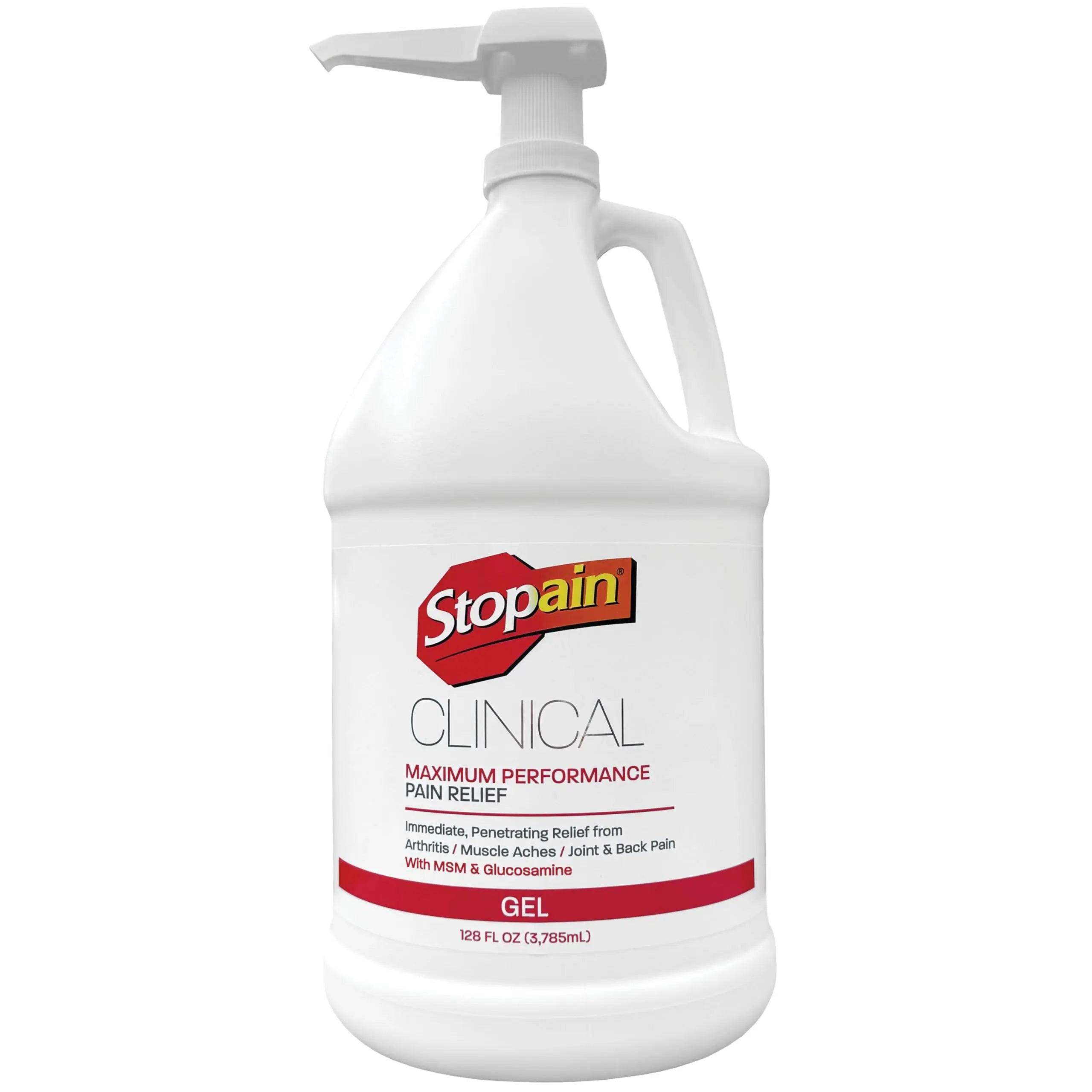 Stopain Clinical Pain Relief Gel 1 Gallon - Professional Formula for Arthritis, Knee, Back & Muscle Pain - Maximum Strength Gel for Joint & Nerve Pains with 10% Menthol Plus Glucosamine - Made in USA Stopain uk supplements