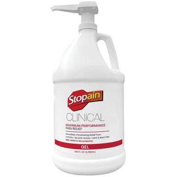 Stopain Clinical Pain Relief Gel 1 Gallon - Professional Formula for Arthritis, Knee, Back & Muscle Pain - Maximum Strength Gel for Joint & Nerve Pains with 10% Menthol Plus Glucosamine - Made in USA Stopain uk supplements