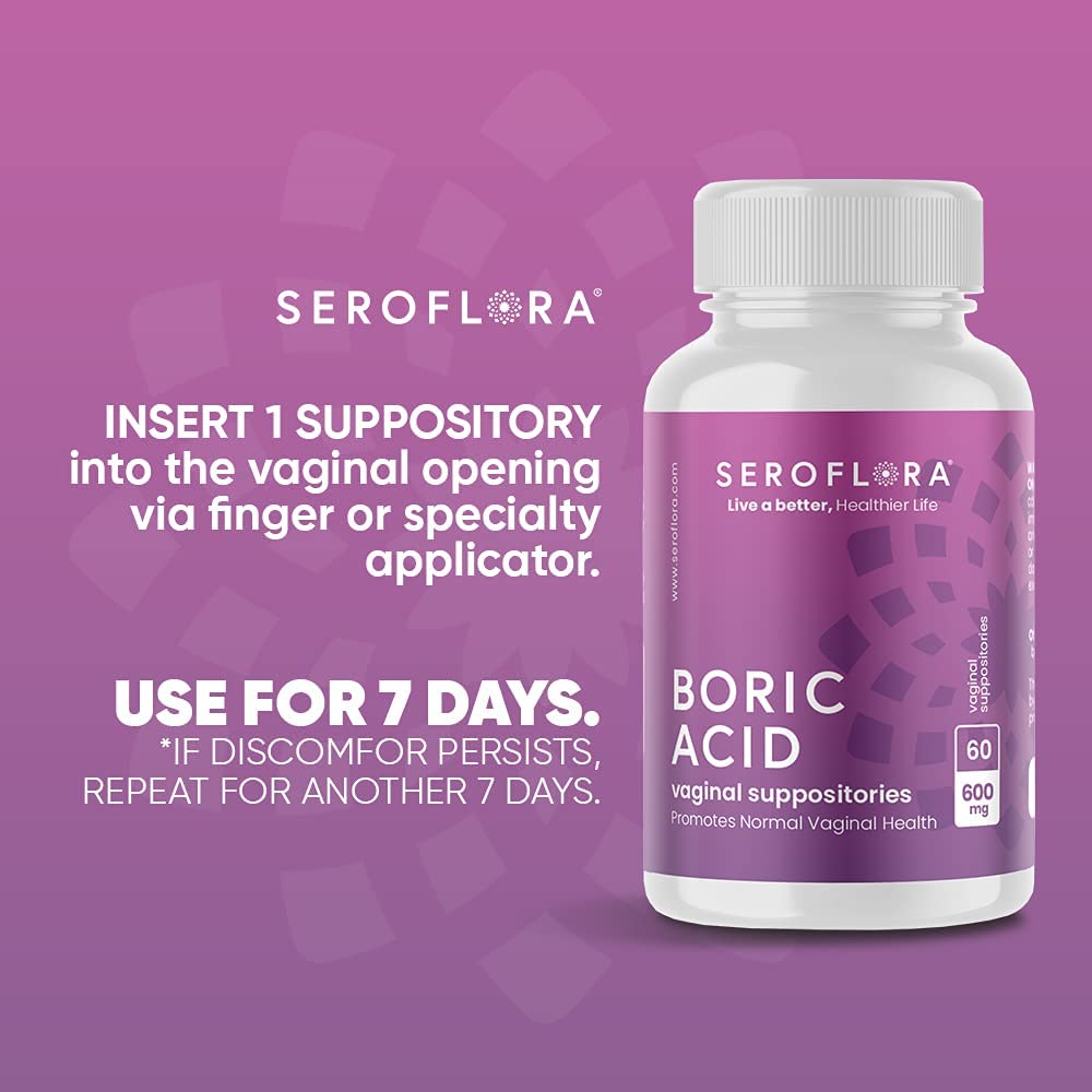 Seroflora Boric Acid Vaginal Suppositories - Promotes Vaginal pH Balance and Odor Control Seroflora uk supplements