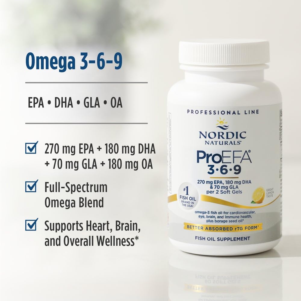 Nordic Naturals ProEFA 3-6-9, Lemon Flavor - 90 Soft Gels - 565 mg Omega-3 - EPA & DHA with Added GLA - Healthy Skin, Cognition, & Positive Mood - Non-GMO - 45 Servings Nordic Naturals uk supplements