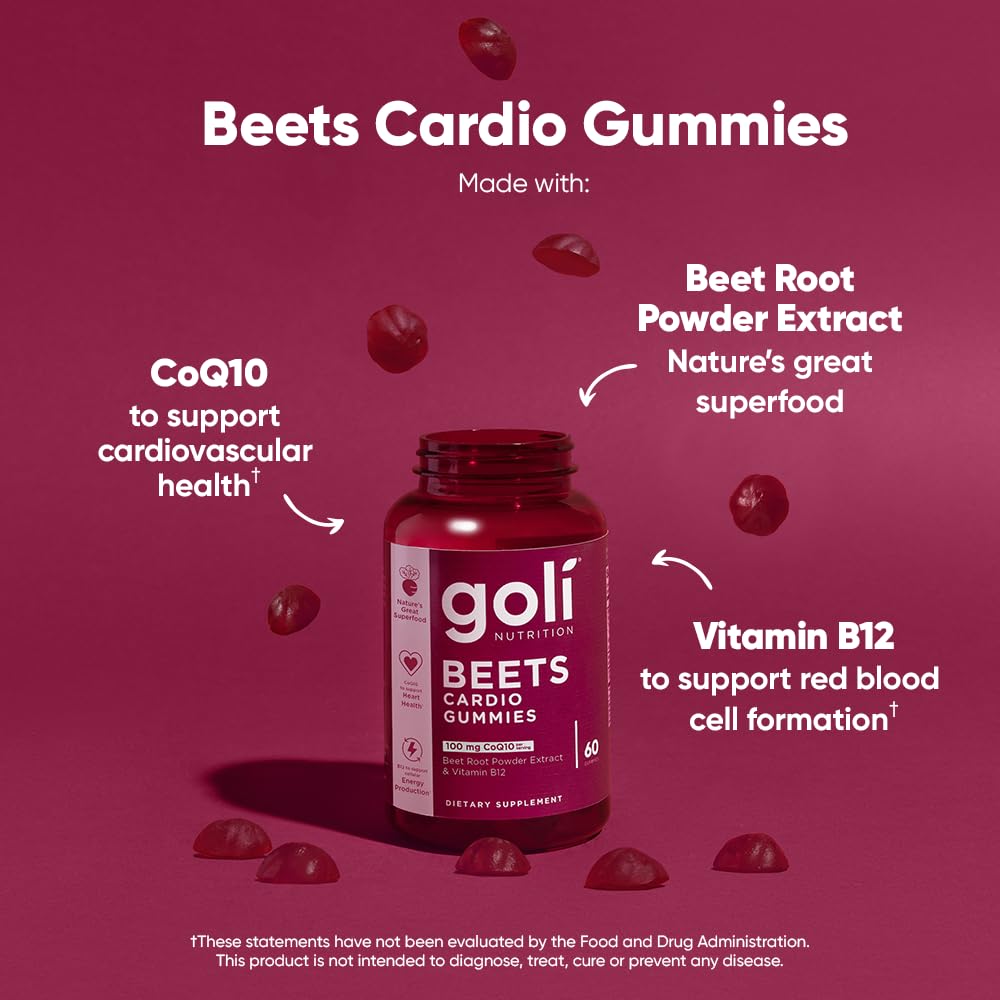 Goli Nutritional Supplement, Beets Cardio Gummy - 60 Count - CoQ10 & Beet Root Extract Goli uk supplements
