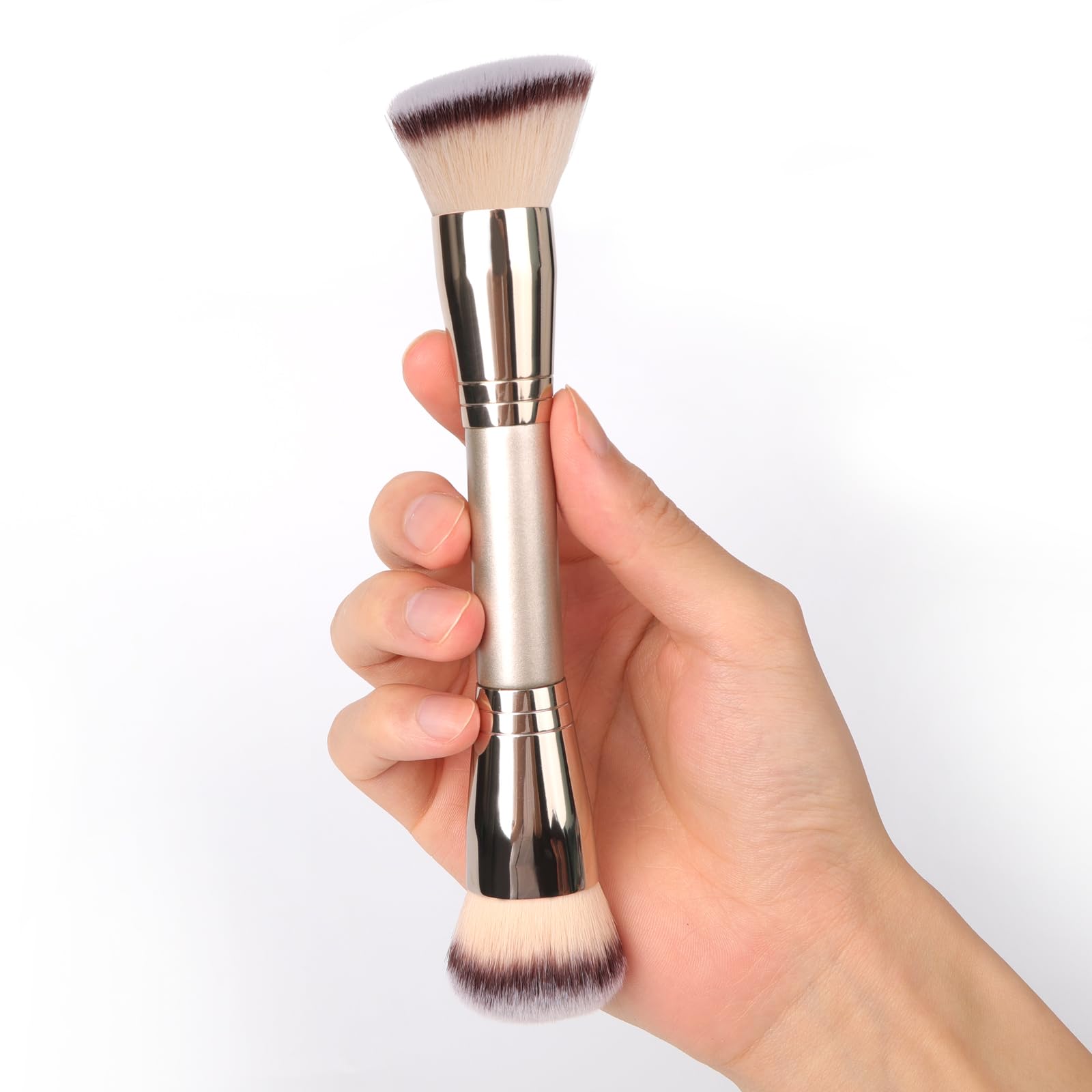 Dual-Ended Foundation Brush: Round & Angled Pro-Grade makeup brushes, 100% Vegan Synthetic Makeup Brush for Flawless Blending and Application of Liquid, Powder, Cream, Blush dpolla uk supplements