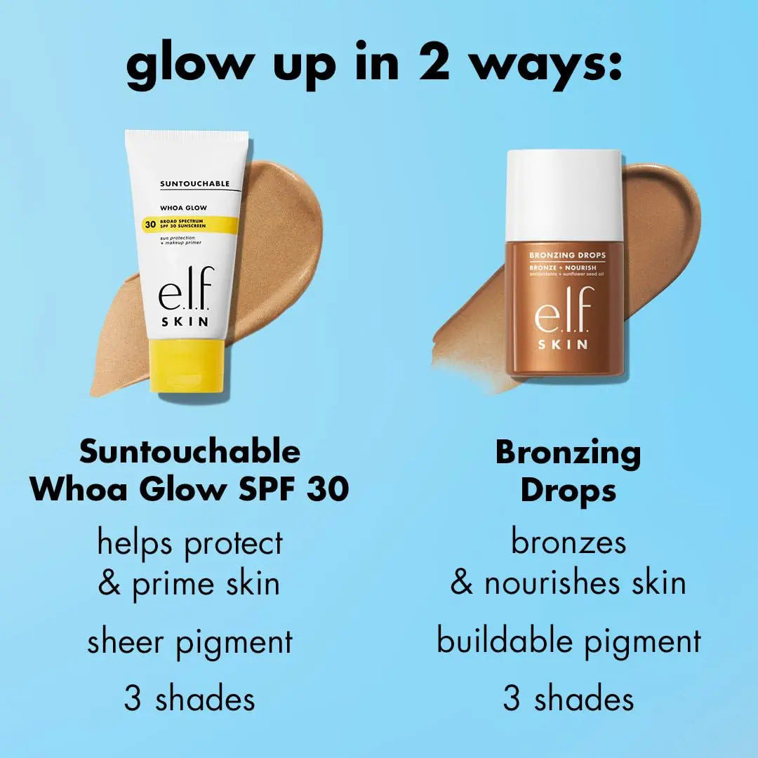 e.l.f. SKIN Bronzing Drops, Liquid Bronzer For Face & Skin, Creates A Sun-Kissed Glow, Infused With Vitamin E, Vegan & Cruelty-Free, Pure Gold e.l.f. uk supplements
