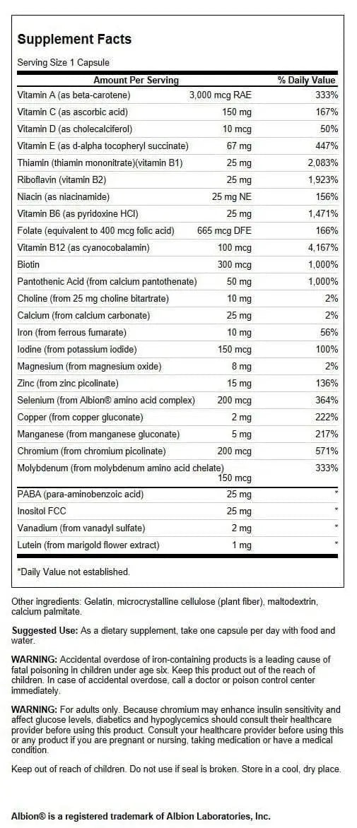 Swanson Active One Multivitamin with Iron 90 Capsules Swanson uk supplements