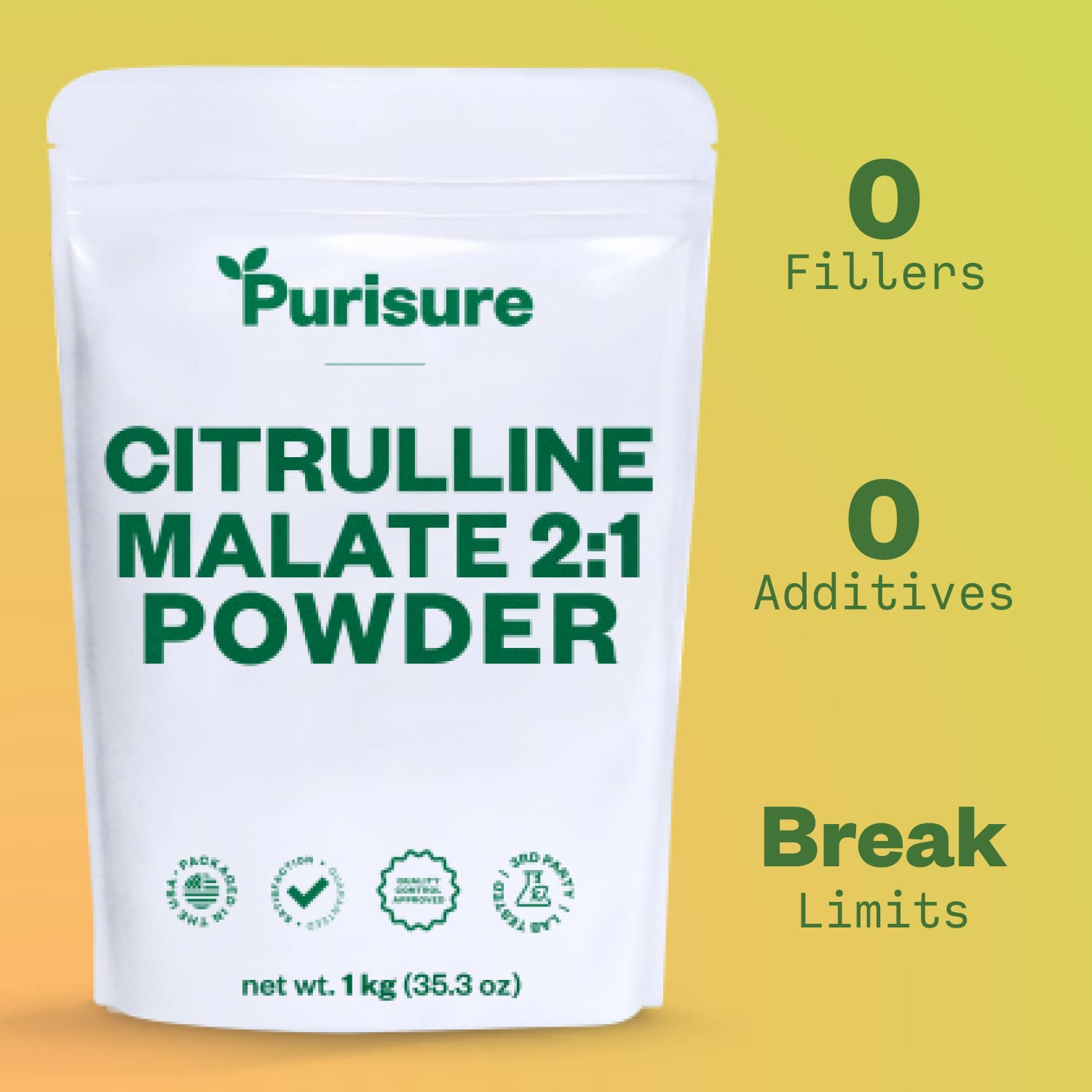 Purisure Citrulline Malate 2:1 Powder, 1 kg, Citrulline Supplement and Citrulline Nitrate Purisure uk supplements