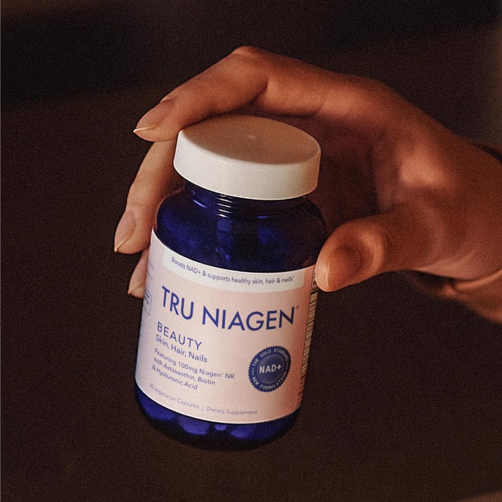 TRU NIAGEN BEAUTY NAD+ for Hair, Skin & Nails | Contains Niagen®, Astaxanthin, Hyaluronic Acid, Biotin | Supports Skin Elasticity & Moisture Retention | Daily Supplements for Men & Women | 30 Servings TRU NIAGEN uk supplements