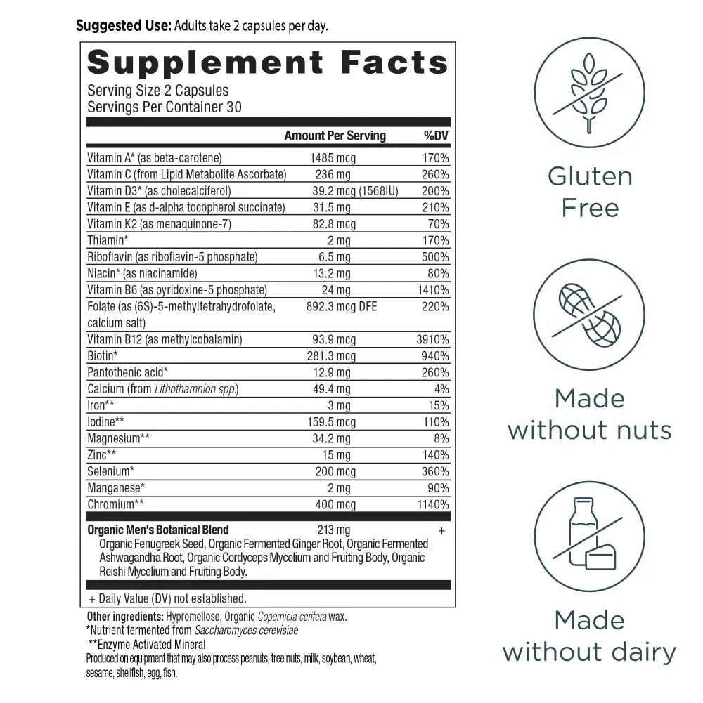 Ancient Nutrition Multivitamin for Men, Men's Fermented Multivitamin with Vitamin A, C, D, E, K, Zinc & Magnesium, Immune Support Ancient Nutrition uk supplements