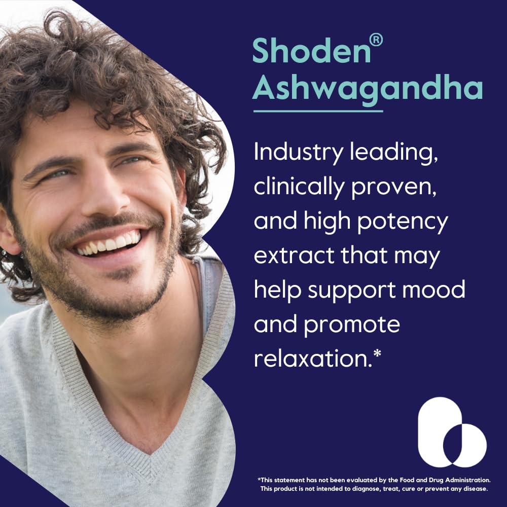 BESTVITE Advanced Ashwagandha 120mg w/Shoden (120 Vegetarian Capsules) - Clinically Studied Containing Industry Leading 35% Withanolide Glycosides - No Stearates - Vegan - Non GMO - Gluten Free BESTVITE uk supplements