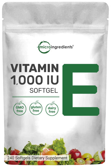 Micro Ingredients Vitamin E 1000 IU, 240 Softgels | Pure Vitamin E Oil Pills Micro Ingredients uk supplements