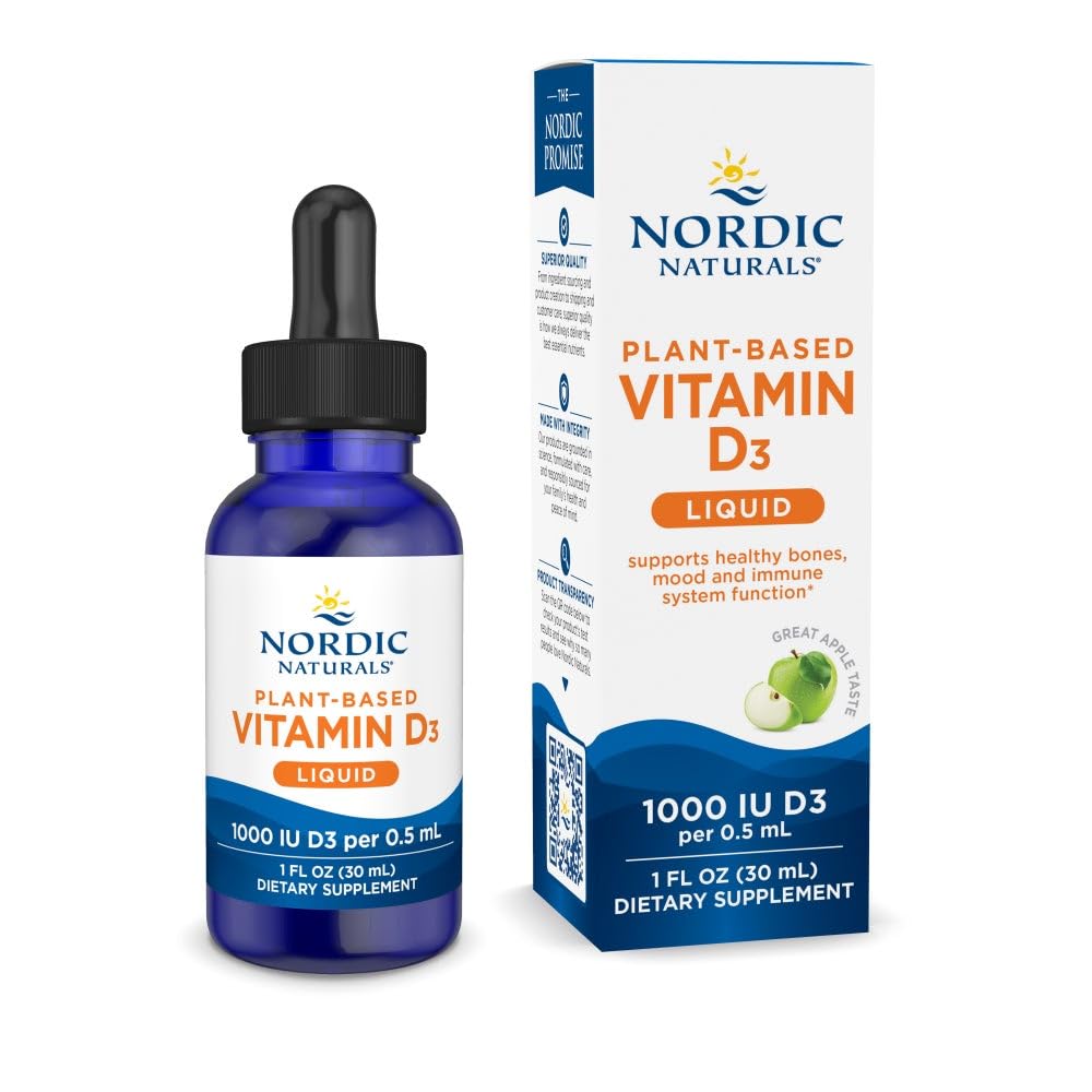 Nordic Naturals Plant-Based Vitamin D3 Liquid - 1 oz - 1000 IU Vitamin D3 - Healthy Bones, Mood & Immune System Function - Non-GMO, Vegan - 60 Servings Nordic Naturals uk supplements