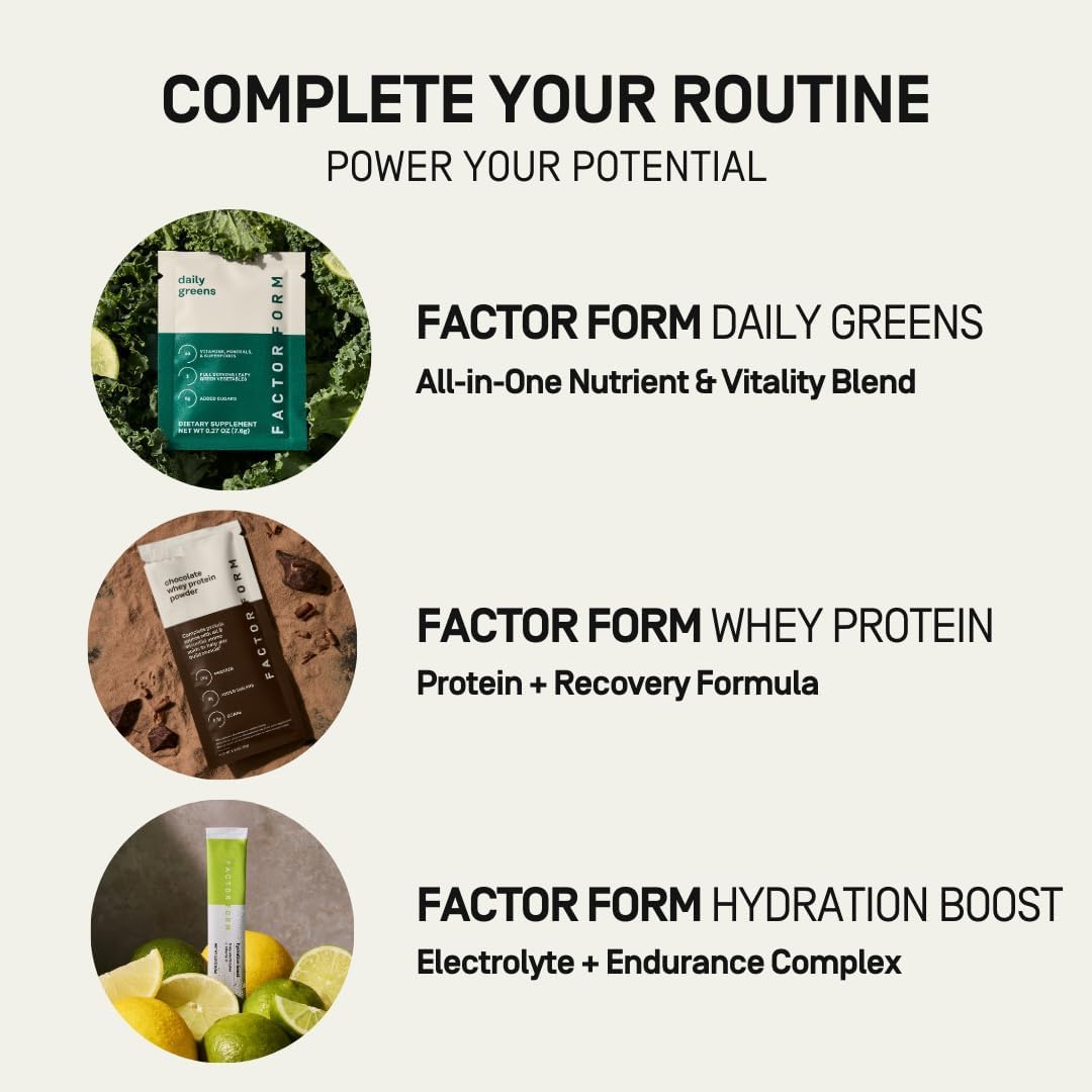 FACTOR FORM Daily Greens Superfood Powder | 5 Functional Blends for Gut Health, Energy & Immunity | Prebiotics, Probiotics, Adaptogens, B Vitamins (7 Servings, Individual Packets) FACTOR FORM uk supplements