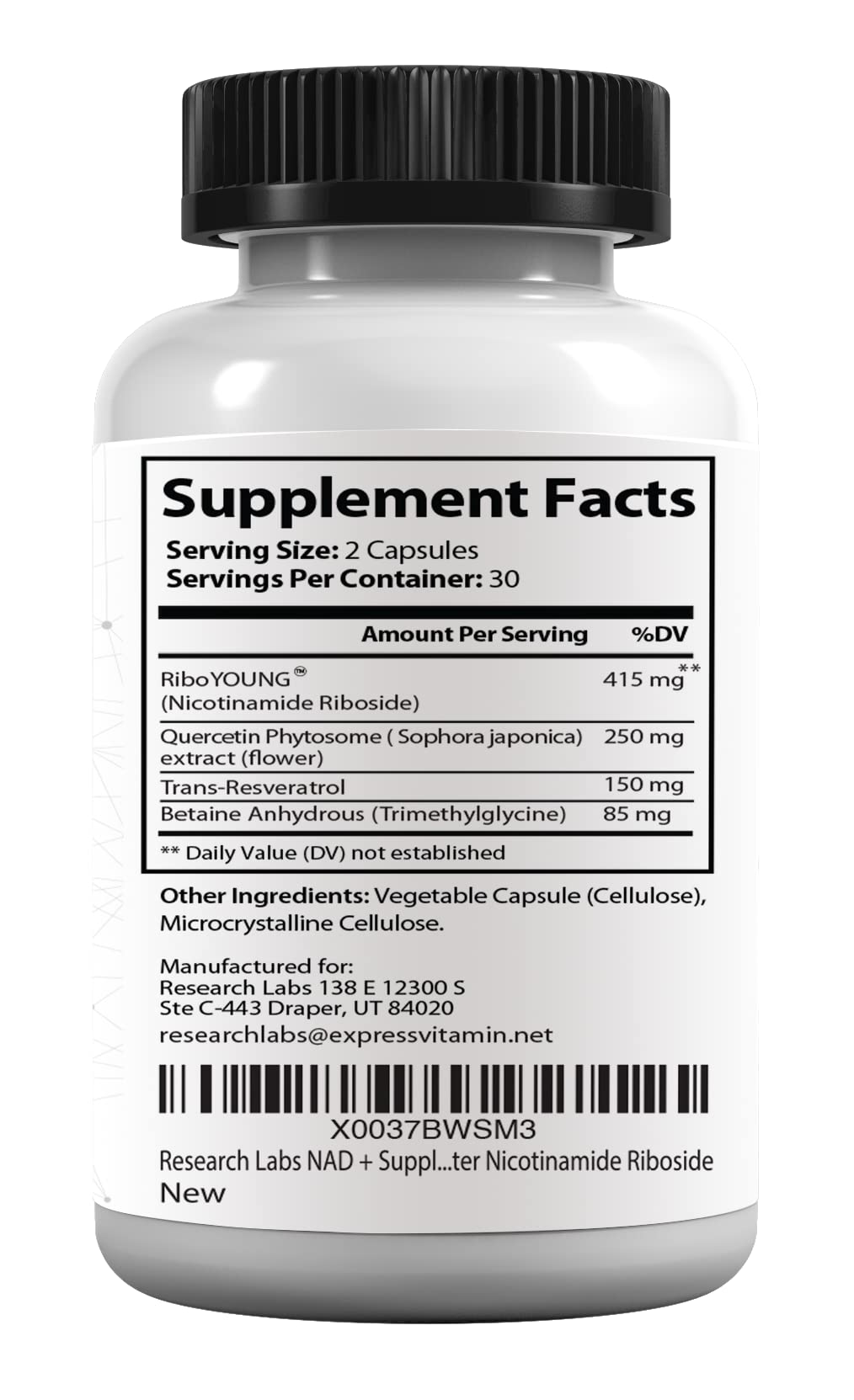 Research Labs NAD+ Supplement 2 for 1 Ad. Proprietary Formula w/Patent Pending RiboYOUNG™. NRF2 Activator, Nicotinamide Riboside, Quercetin, Resveratrol, Betaine. True NAD Supplement Anti Aging… Research Labs uk supplements