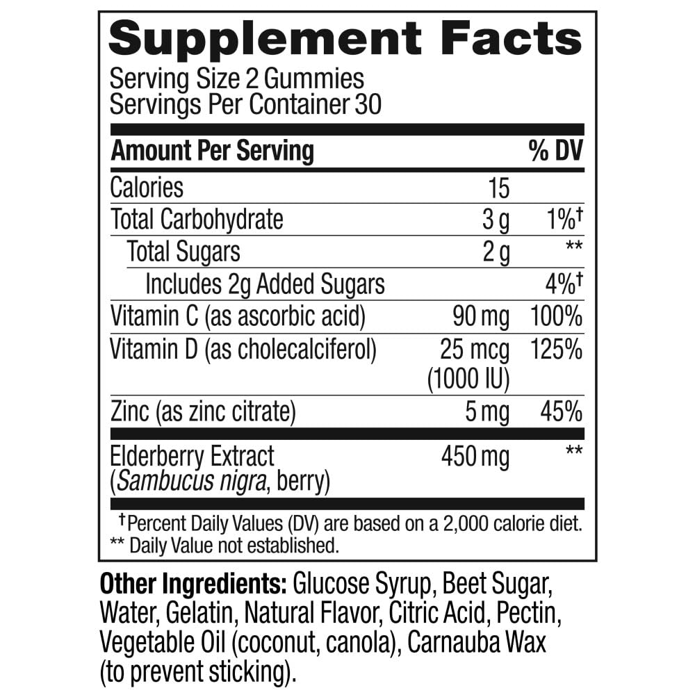 OLLY Extra Strength Elderberry Gummies, Immune Support, 450mg Elderberry, Vitamin C OLLY uk supplements