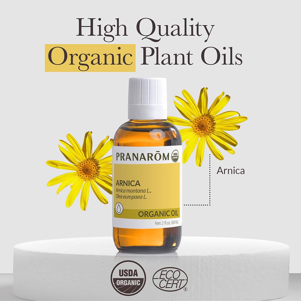 Pranarom - USDA Certified Organic French Arnica Virgin Plant Oil - 2 fl oz Glass Bottle - Massage Oil for Body Pranarom uk supplements
