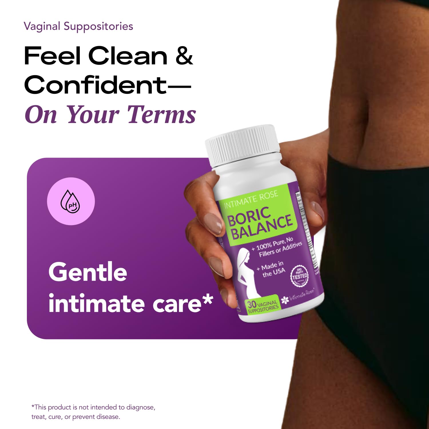 Intimate Rose Boric Acid Vaginal Suppositories, 30 Count for Feminine Deodorizing & Freshness - Vegan Capsules Intimate Rose uk supplements