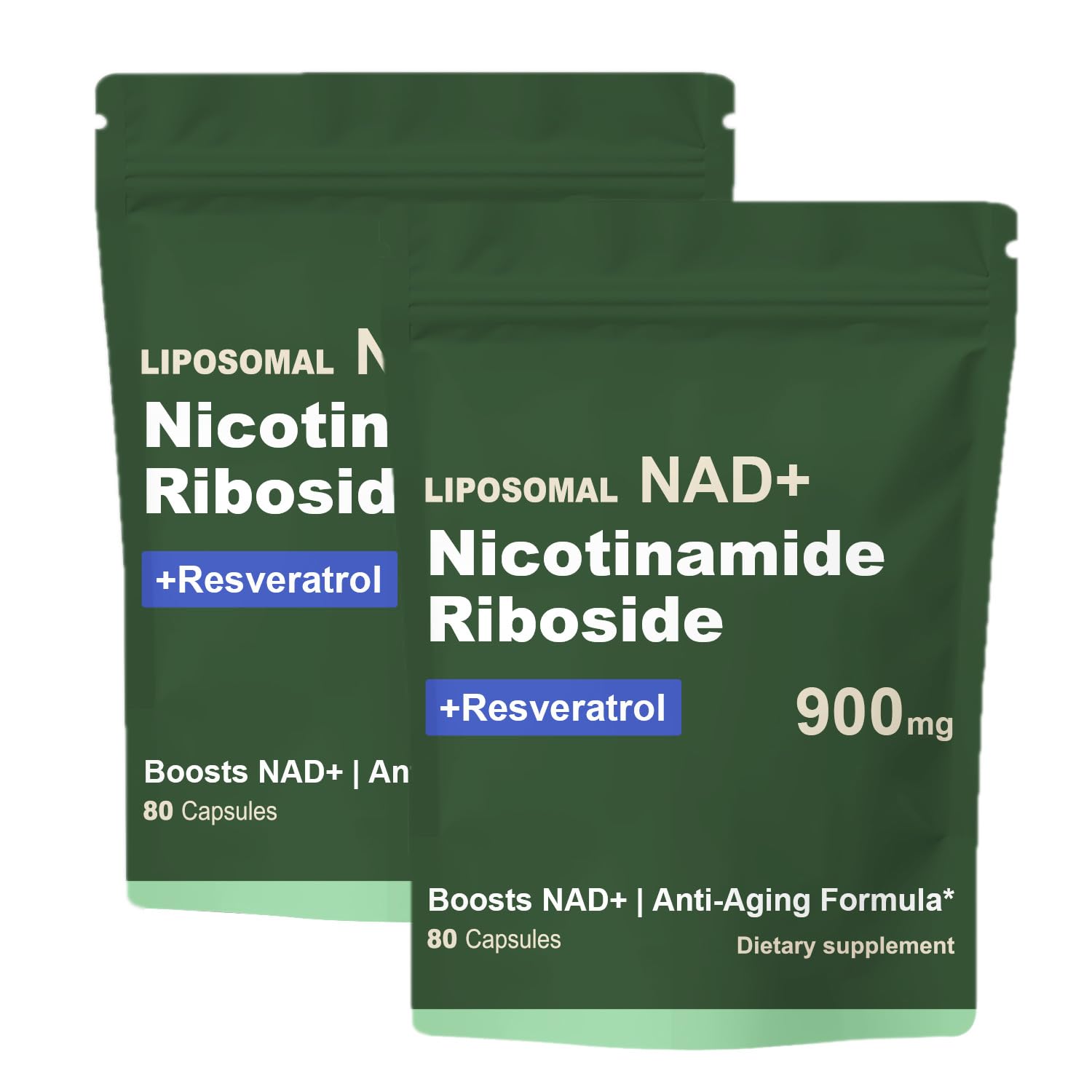 Quackiki NAD Resveratrol Supplement with NAD Nicotinamide Riboside Resveratrol 900 MG, Boost NAD+ for Cellular Health, Anti-Aging, Energy, Focus - 80 Capsules(2Pcs) Quackiki uk supplements