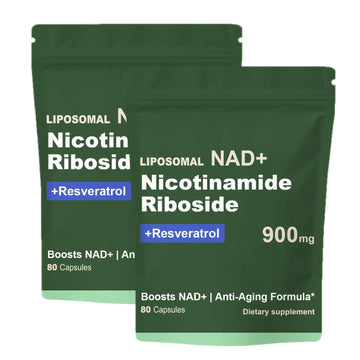 Quackiki NAD Resveratrol Supplement with NAD Nicotinamide Riboside Resveratrol 900 MG, Boost NAD+ for Cellular Health, Anti-Aging, Energy, Focus - 80 Capsules(2Pcs) Quackiki uk supplements