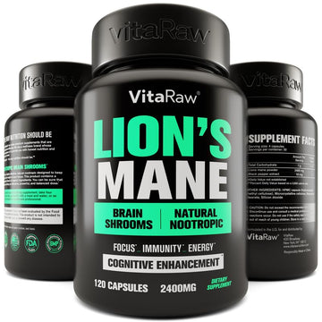 Organic Lions Mane Supplement Capsules 2400 mg - Powerful Nootropic - Helps Maintain VitaRaw uk supplements