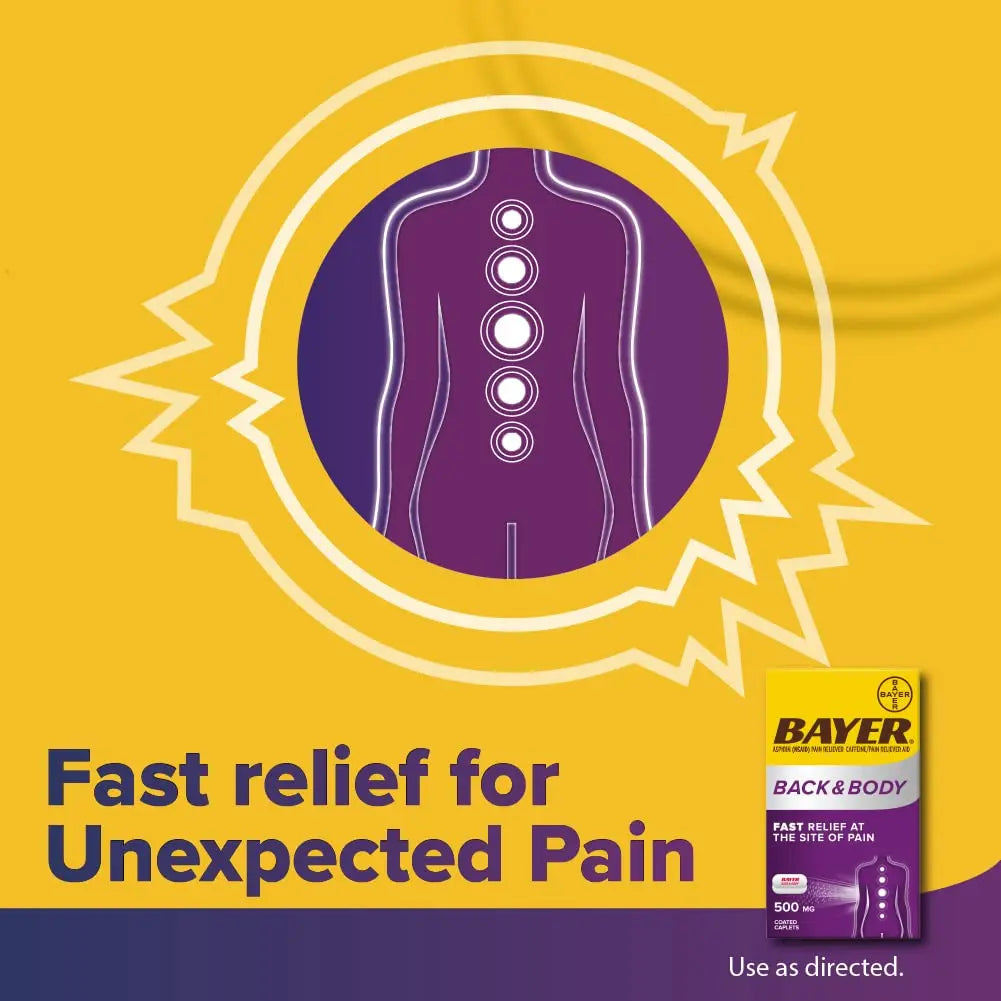 Bayer Extra Strength 500mg Aspirin Plus Caffeine for Powerful Pain Relief, 200 Coated Caplets Bayer uk supplements