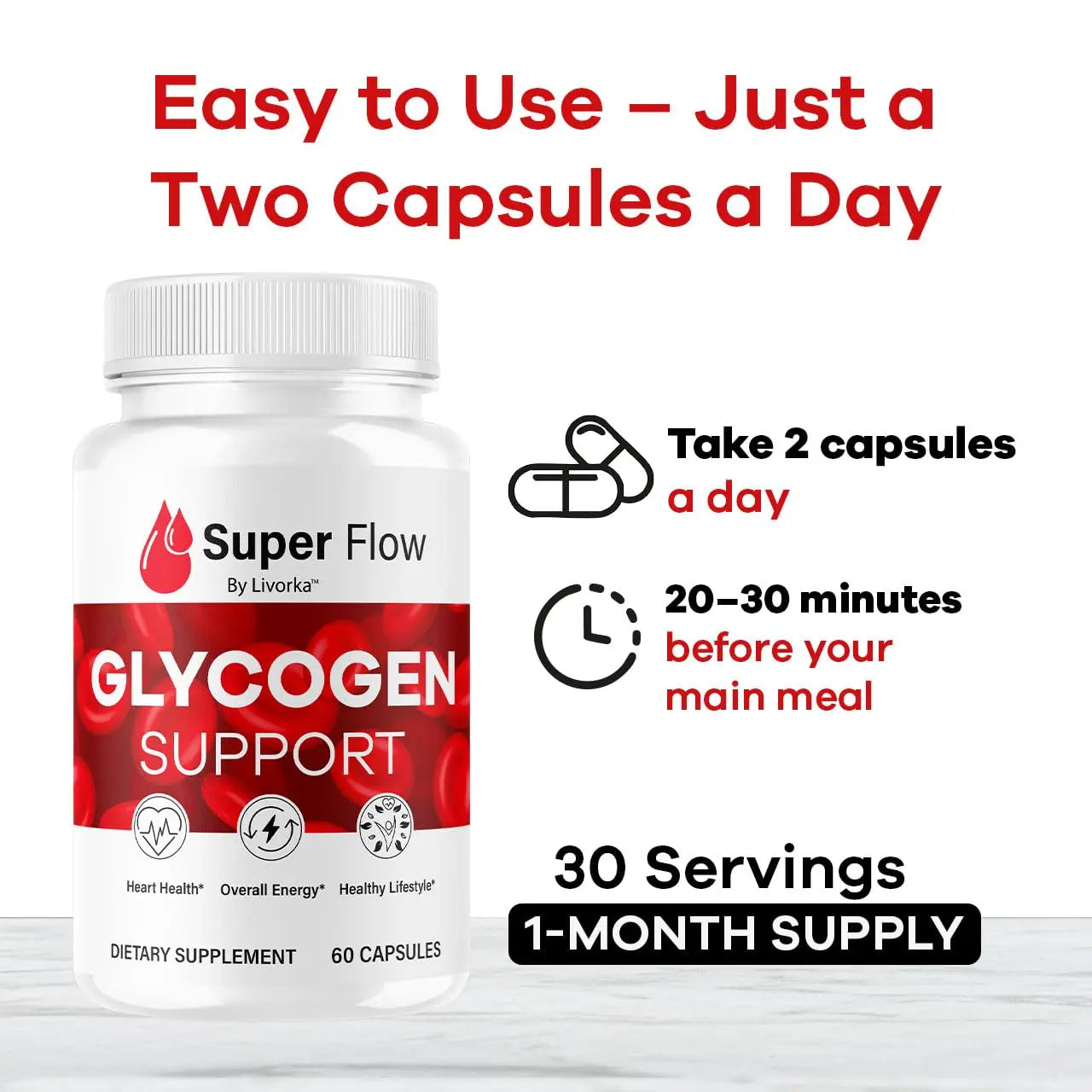 (2 Pack) Super Flow Glycogen Capsules - Official SuperFlow Advanced Glycogen Support Pills - Maximum Strength, Natural Formula Vitamins for Overall Health & Wellness Reviews, 120 Capsules for 2 Months LIVORKA uk supplements