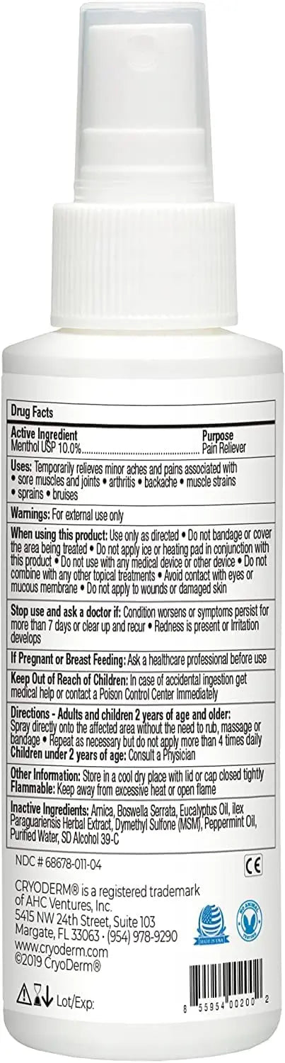 CryoDerm 4 oz Spray Cold Therapy (2 Pack) CryoDerm uk supplements