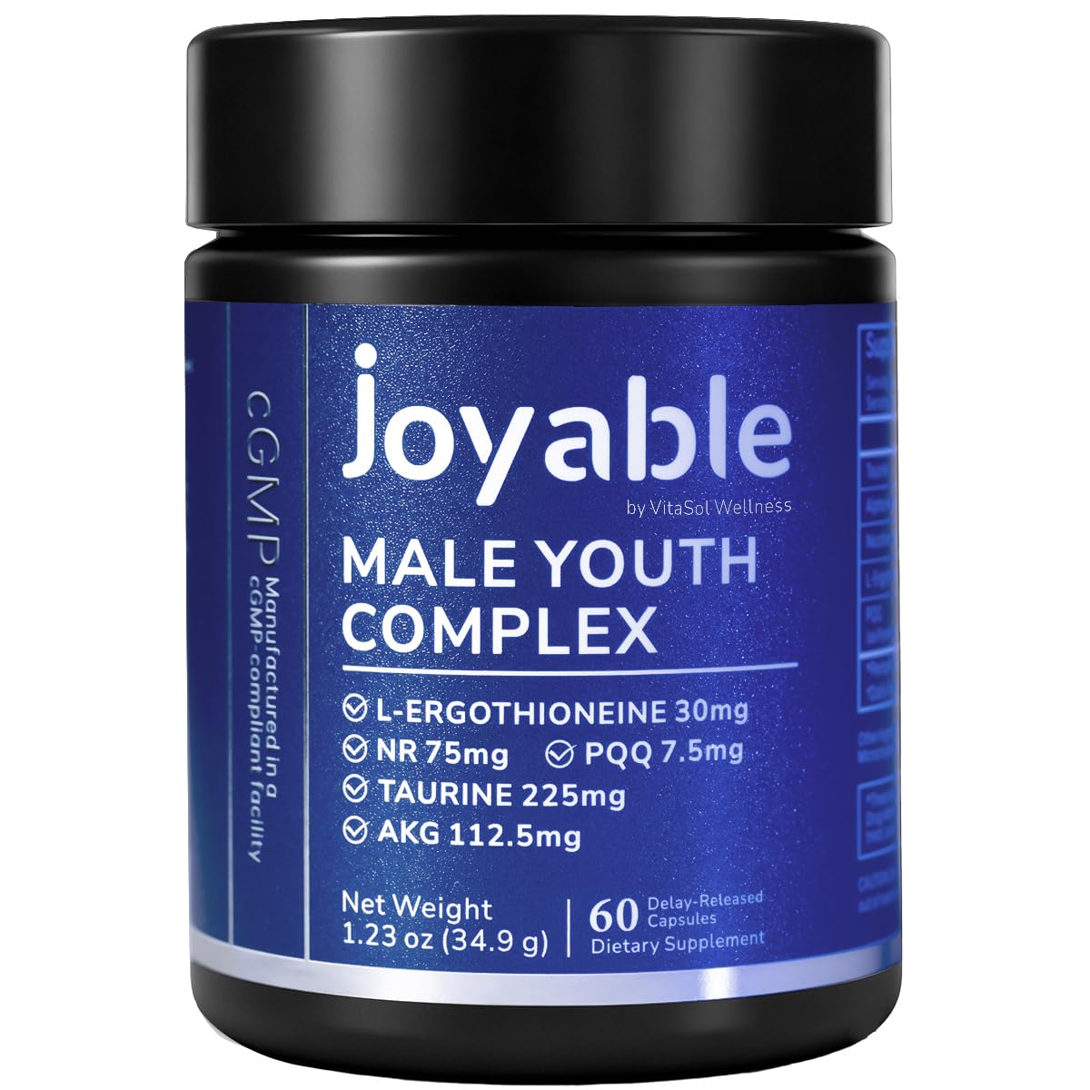 joyable by VitaSol Wellness - Male Youth Complex – Cellular Energy & Healthy Aging Support Supplement with NR, PQQ & Ergothioneine | 60 Capsules joyable by VitaSol Wellness uk supplements