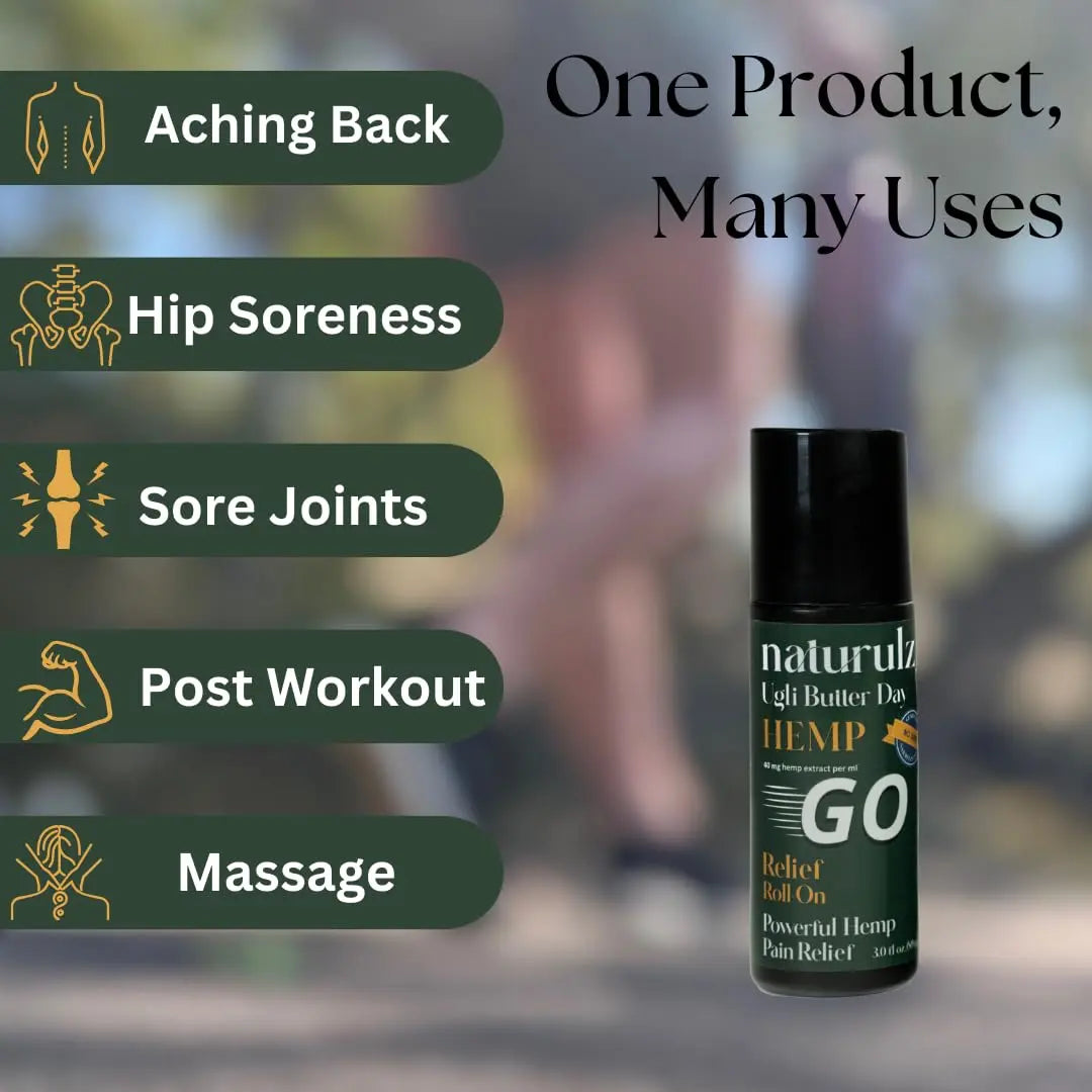 Ugli Butter Hemp Daytime Roll-On 3oz – Soothing Roll-On with Oregon-Grown Hemp, Capsaicin, Arnica & Turmeric for Back, Knee, Leg, Hip Soreness & Discomfort, Ideal for Neck & Shoulder Tightness Naturulz uk supplements